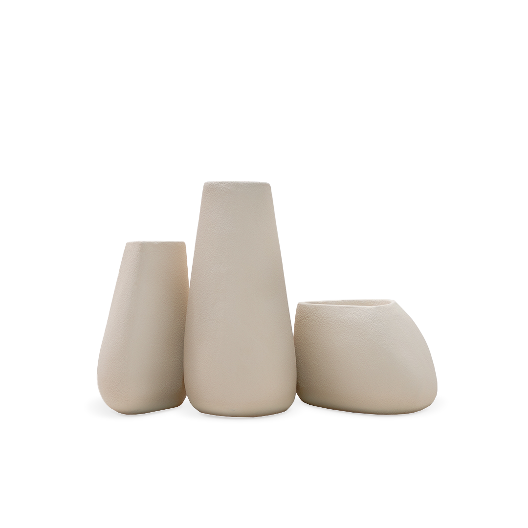 Pre-order 35 Days Delivery Set Of 3 Outdoor/Indoor Fiberglass Concrete Planter Box Xk-8177A+B+C - Beige -  Planter Boxes - ebarza Furniture UAE | Shop Modern Furniture in Abu Dhabi & Dubai - مفروشات ايبازرا في الامارات | تسوق اثاث عصري وديكورات مميزة في دبي وابوظبي