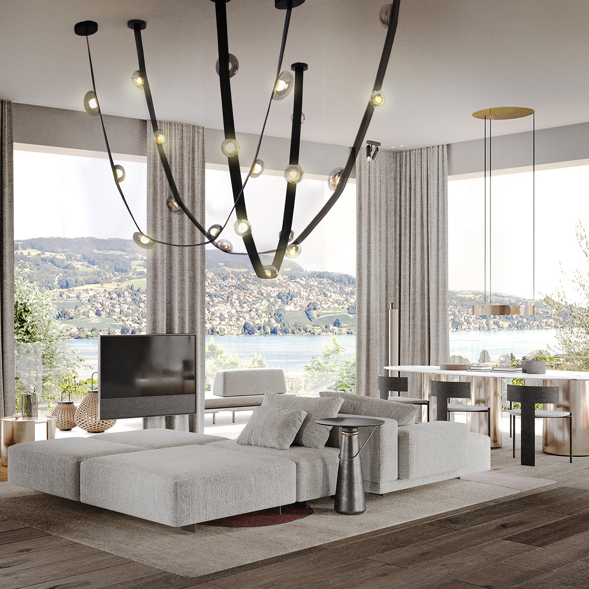 Set of 3 BEACON Whispering Stars pendant lamps in varying sizes, featuring a starry design and modern pendant light style.