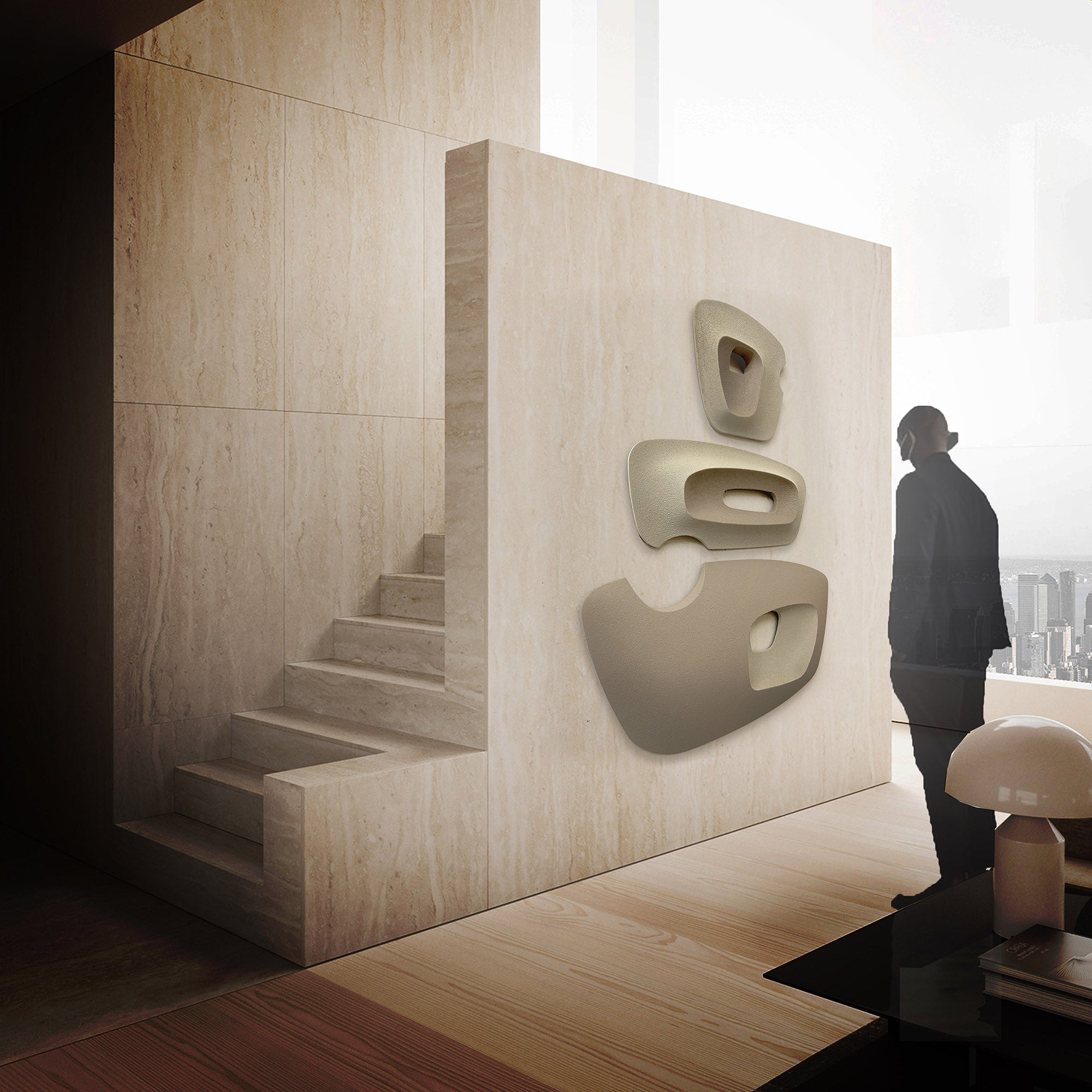 Set of 3 Wood Carving Sandstone PCA-011 -  Artwork - ebarza Furniture UAE | Shop Modern Furniture in Abu Dhabi & Dubai - مفروشات ايبازرا في الامارات | تسوق اثاث عصري وديكورات مميزة في دبي وابوظبي