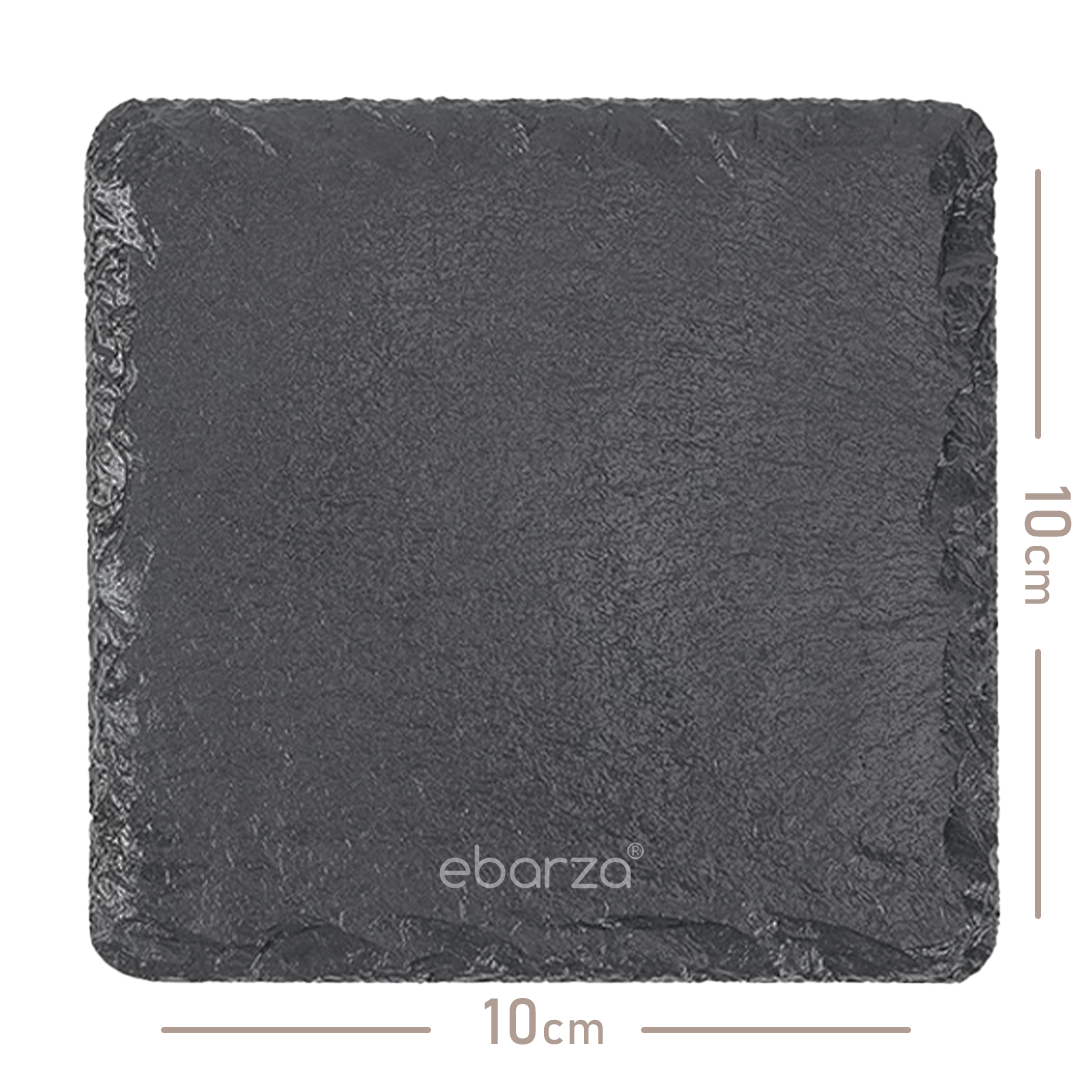 Set of 4 Slate Coasters Rough Chipped Edges 10cm - CKCA1010B -  Coasters - ebarza Furniture UAE | Shop Modern Furniture in Abu Dhabi & Dubai - مفروشات ايبازرا في الامارات | تسوق اثاث عصري وديكورات مميزة في دبي وابوظبي