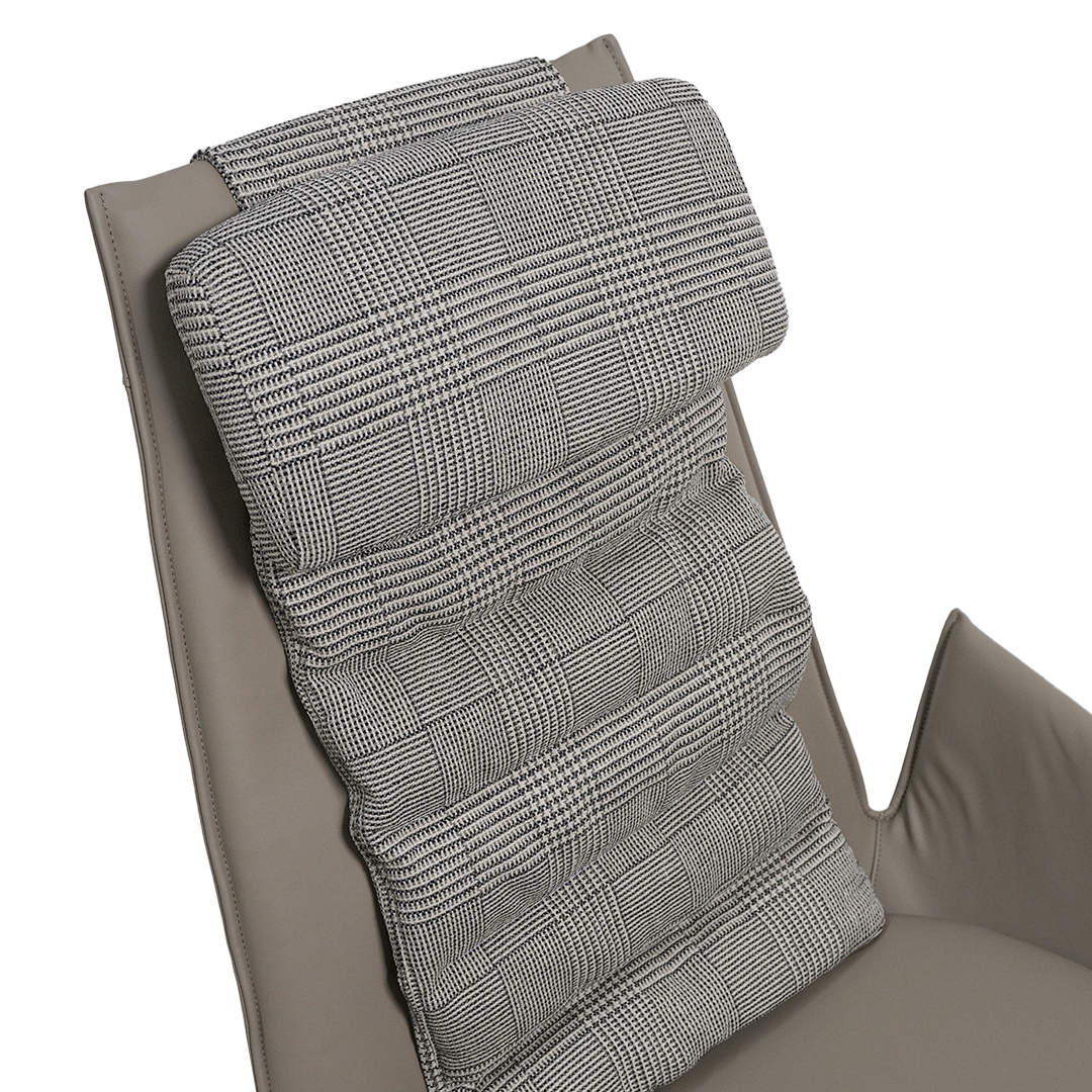 Dark beige Severo lounge chair by BEACON with sleek, modern design and cushioned seating for comfortable relaxation.