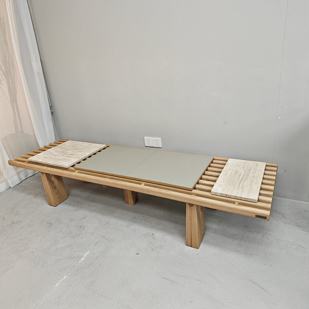 Severus Ashwood Bench by BEACON, wooden bench with sleek ashwood finish, ideal for indoor or outdoor seating.