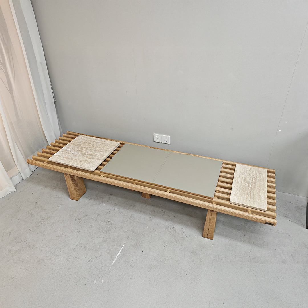 Severus Ashwood Bench by BEACON, sturdy wooden bench with a smooth finish, ideal for indoor or outdoor seating.