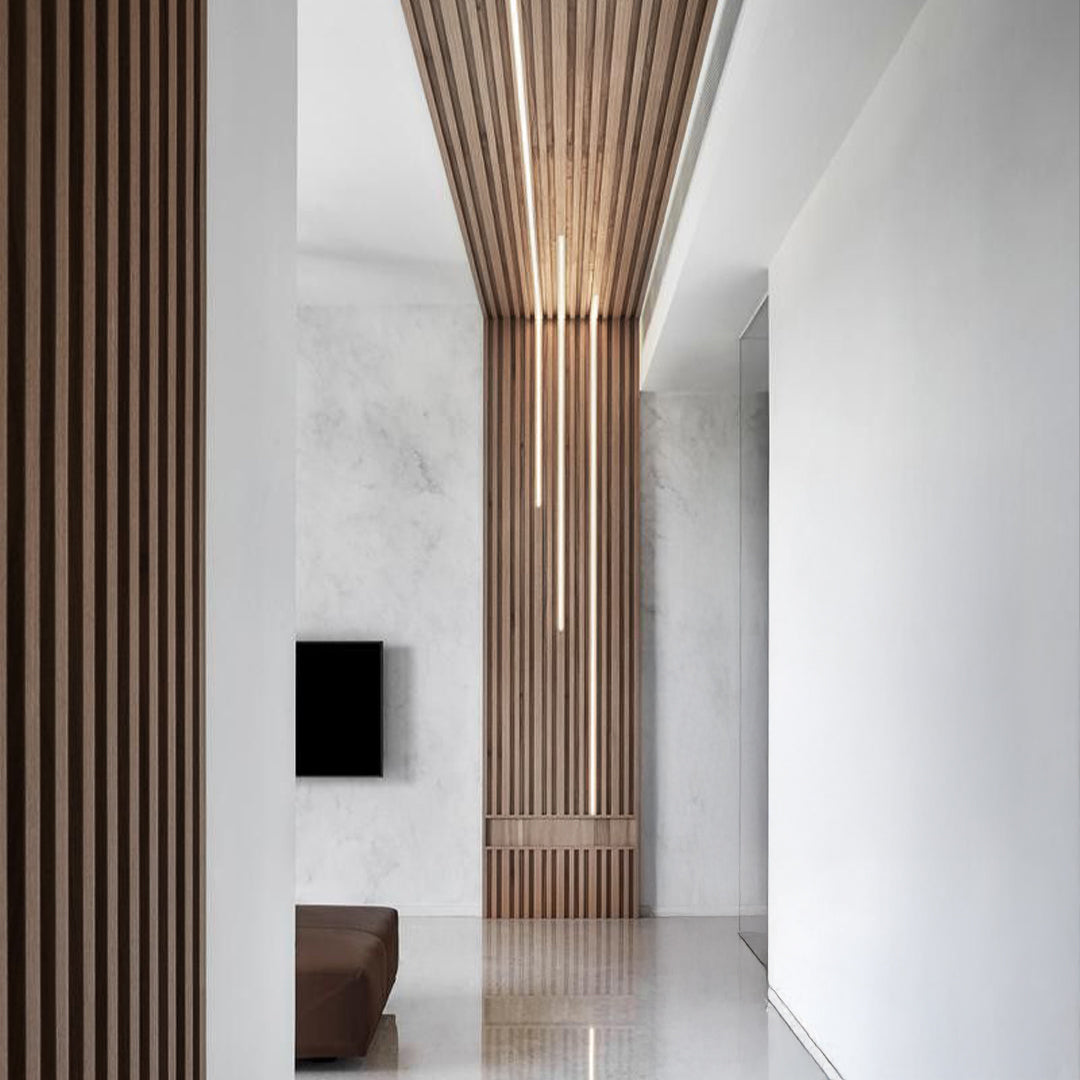 Manhattan Gray Oak BEACON Shape Panel 320cm H wall decoration panel showing textured gray oak finish.