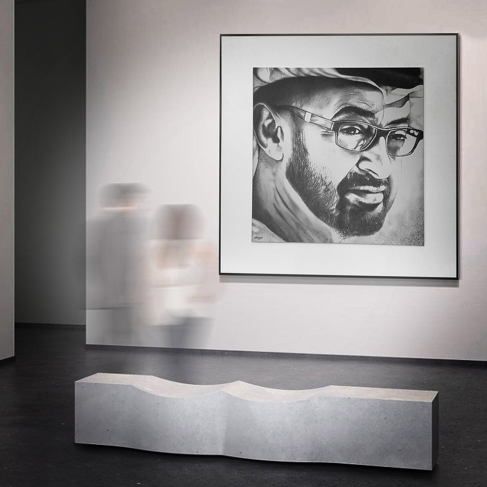Handmade painting of Sheikh Mohammed bin Zayed Al Nahyan in traditional style, 140x140 cm, by BEACON brand.