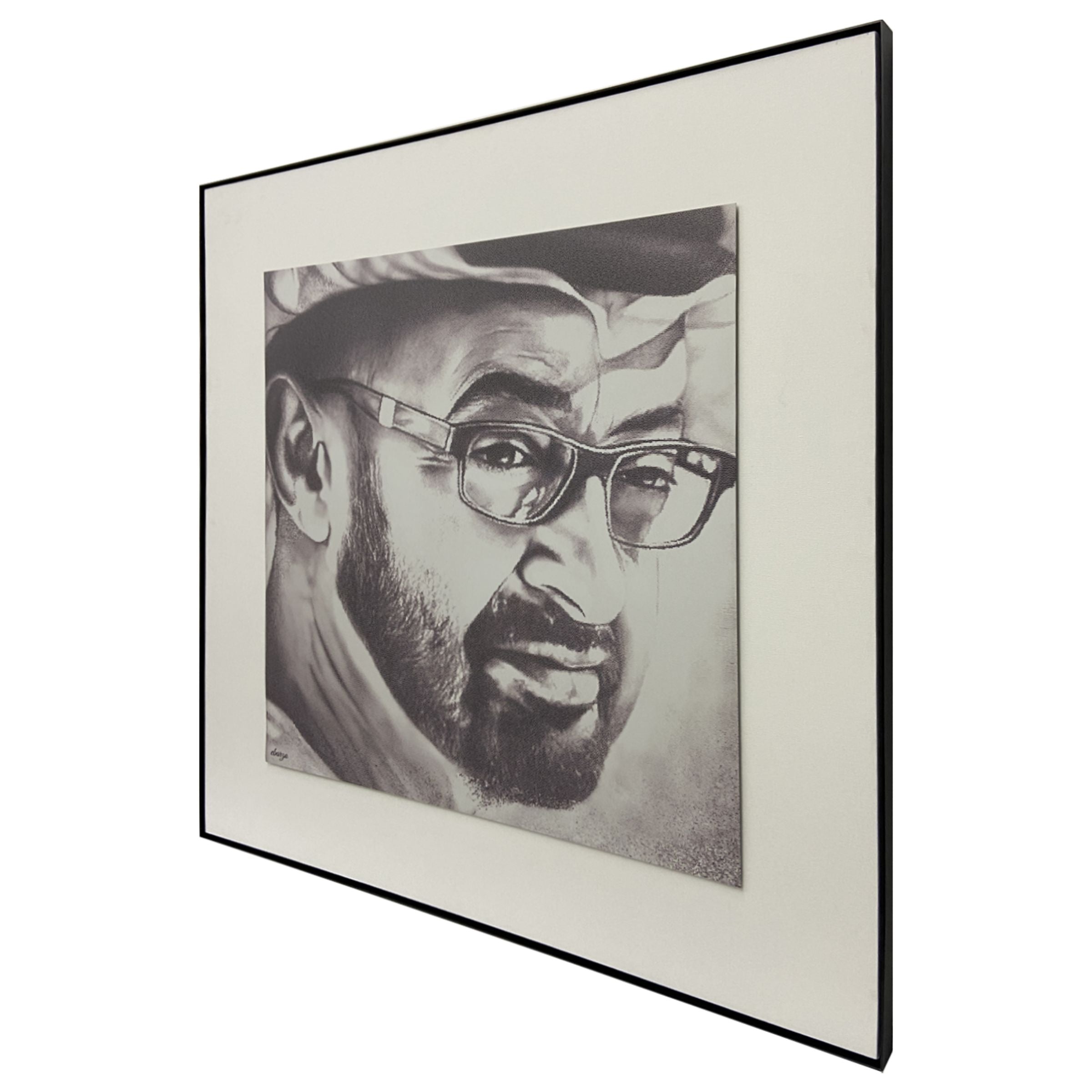 Handmade painting of Sheikh Mohammed bin Zayed Al Nahyan by BEACON, 140x140 cm, showcasing intricate details and vibrant colors.