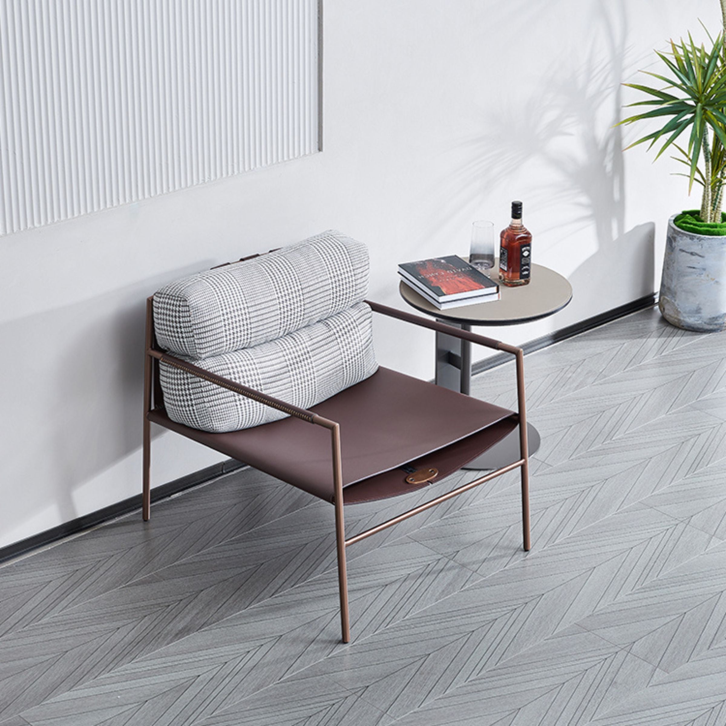 Light gray and brown Sicily Lounge Chair by BEACON featuring a modern, comfortable design for contemporary living spaces.