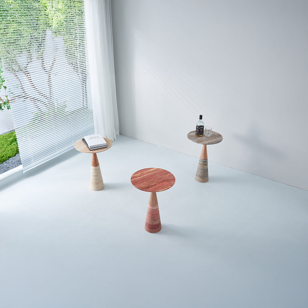 Red BEACON JK-D224 side table with a sleek modern design, featuring a smooth surface and sturdy legs.