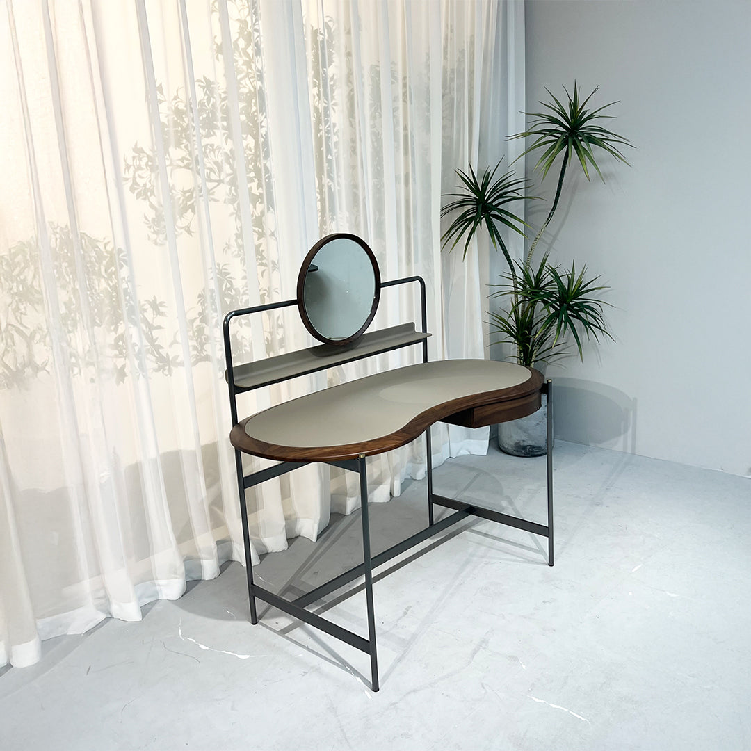 BEACON Sierra Saddle Leather Dresser JK-J15 with sleek wood finish and leather accents, showcasing modern dresser design.