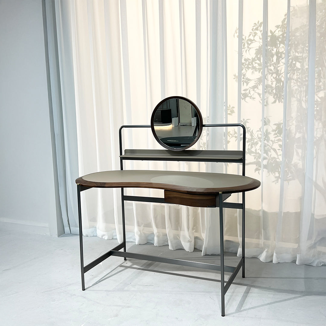 BEACON Sierra Saddle Leather Dresser JK-J15 with sleek wood finish and leather accents, designed for elegant bedroom storage.