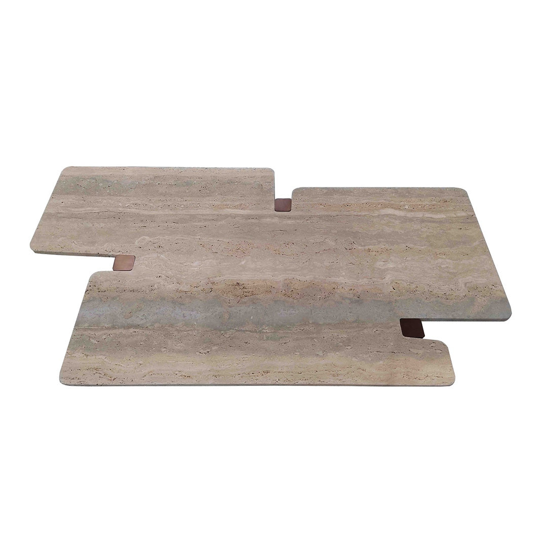 A2STONE Silvia Travertine Center Table, modern coffee table with elegant natural stone surface and sleek design.
