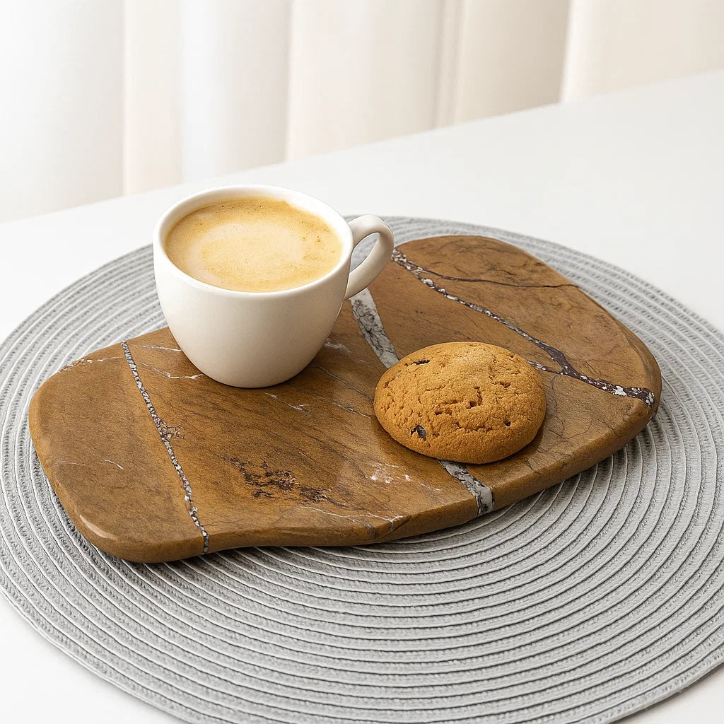 BEACON simple stone coffee tray FB-T25022 with elegant rectangular design and smooth surface, ideal for serving beverages and snacks