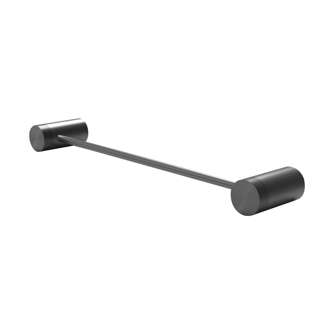 Brass single towel bar from Beacon bathroom accessories, model 901 01ABCG, mounted on a bathroom wall for hand towels.