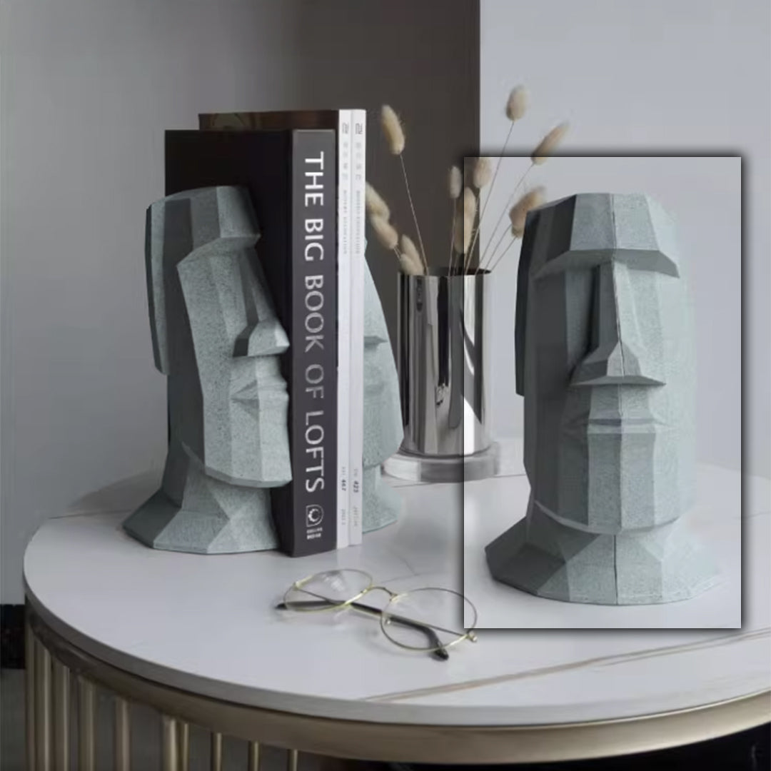 BEACON SKIVA Giant Book Block BJR244 bookends holding a row of books with a modern design on a white shelf.