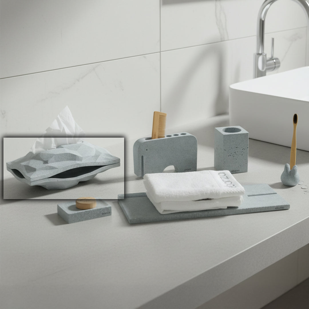 BEACON SKIVA Stone Tissue Box TBG244, elegant beige tissue box with textured stone finish, designed for home or office use