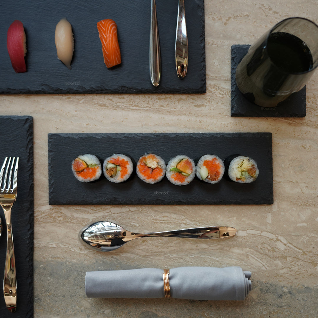 Slate Serving Board Rough Chipped Edges 30x10cm - CKPL3010B -  Trays - ebarza Furniture UAE | Shop Modern Furniture in Abu Dhabi & Dubai - مفروشات ايبازرا في الامارات | تسوق اثاث عصري وديكورات مميزة في دبي وابوظبي