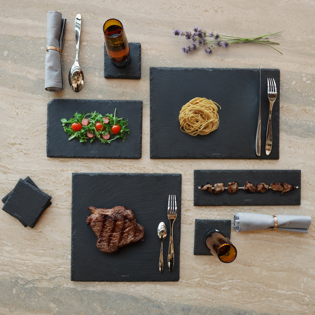 Slate Serving Board Rough Chipped Edges 30x10cm - CKPL3010B -  Trays - ebarza Furniture UAE | Shop Modern Furniture in Abu Dhabi & Dubai - مفروشات ايبازرا في الامارات | تسوق اثاث عصري وديكورات مميزة في دبي وابوظبي