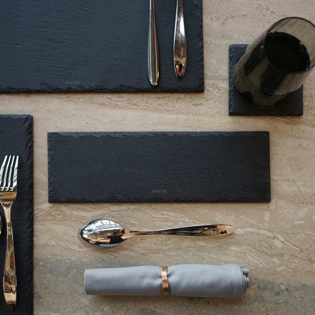 Slate Serving Board Rough Chipped Edges 30x10cm - CKPL3010B -  Trays - ebarza Furniture UAE | Shop Modern Furniture in Abu Dhabi & Dubai - مفروشات ايبازرا في الامارات | تسوق اثاث عصري وديكورات مميزة في دبي وابوظبي