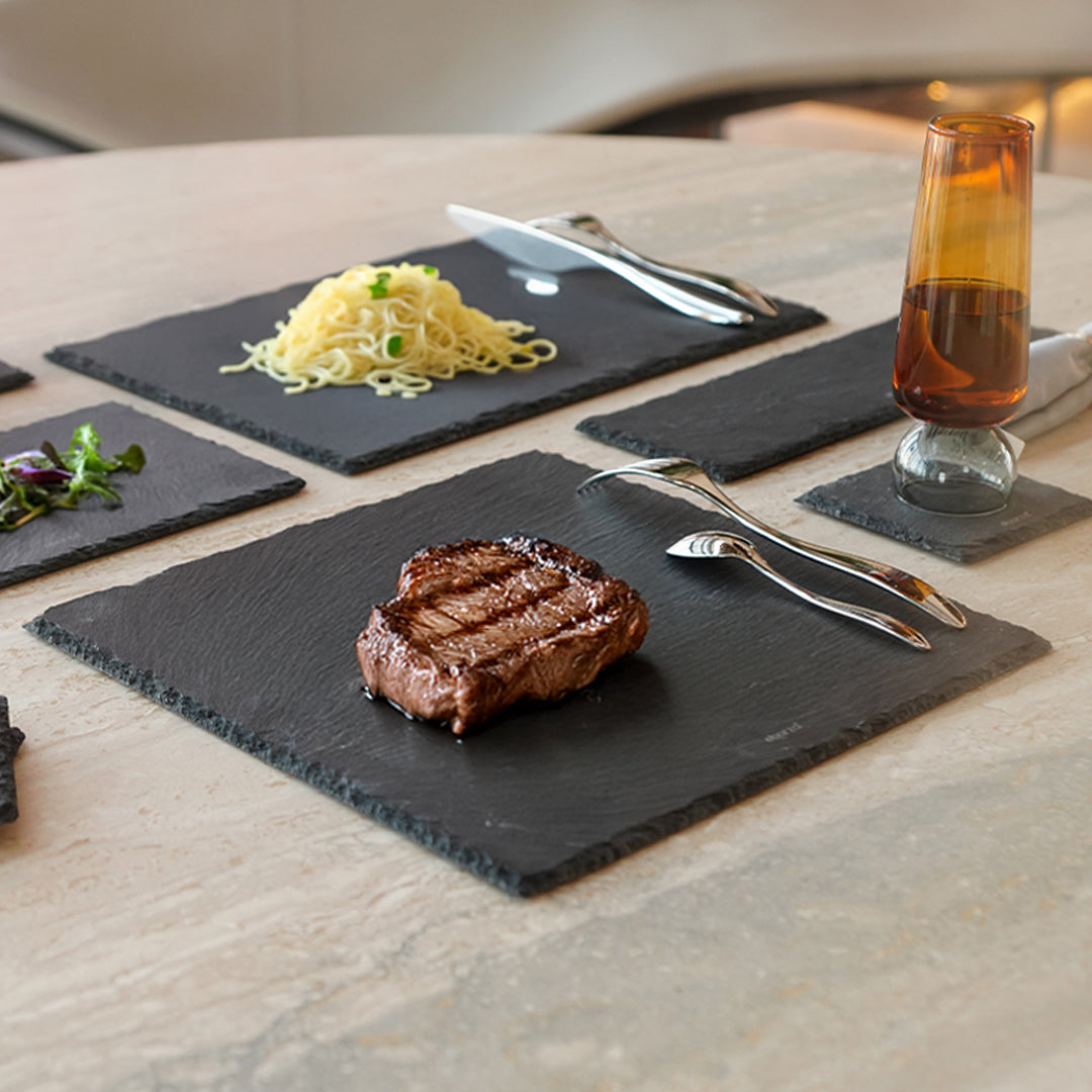 Slate Serving Board Rough Chipped Edges 30x30cm - CKPL3030B -  Trays - ebarza Furniture UAE | Shop Modern Furniture in Abu Dhabi & Dubai - مفروشات ايبازرا في الامارات | تسوق اثاث عصري وديكورات مميزة في دبي وابوظبي