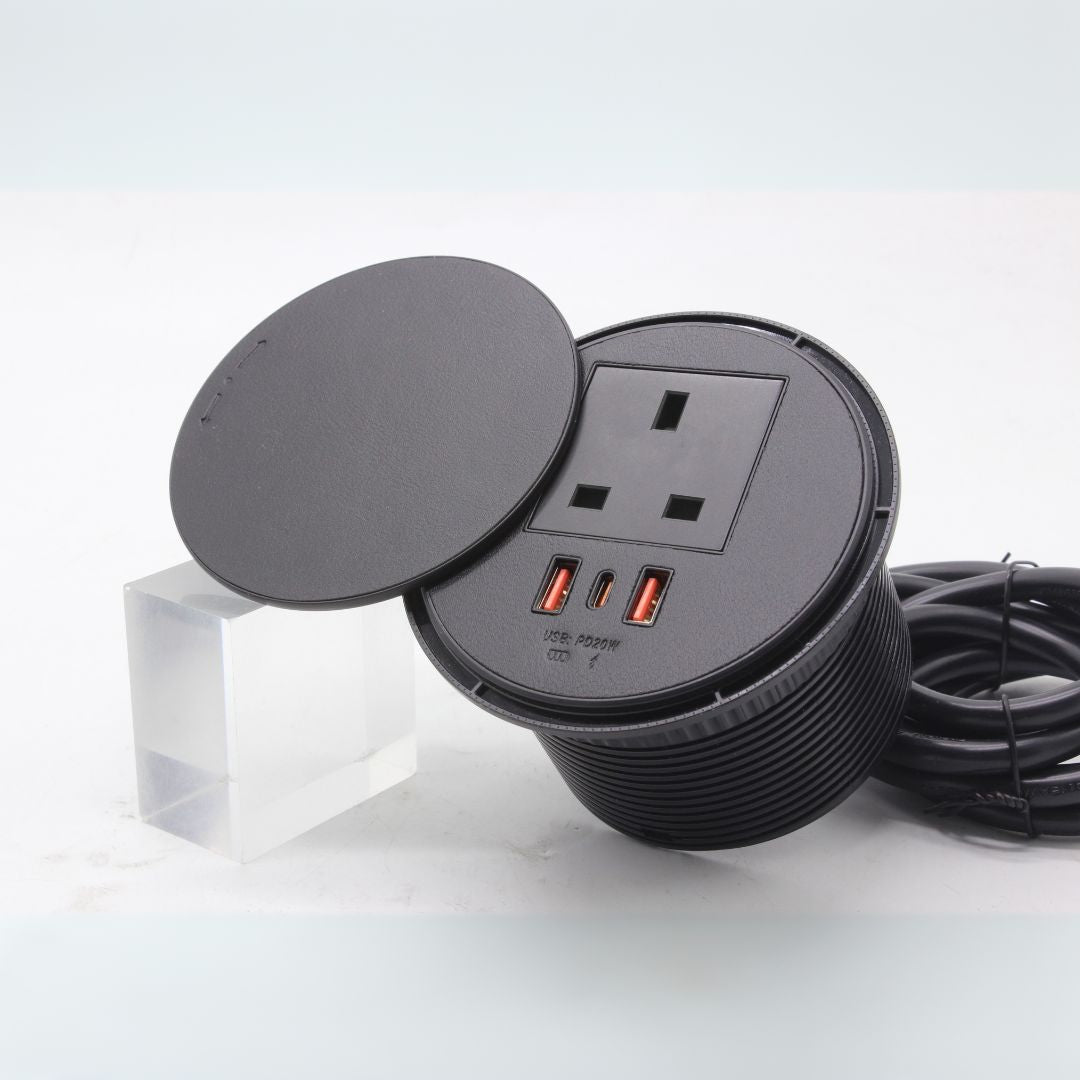 Sliding Power Socket with Leather Top JXB-M116 -  Smart Sockets - ebarza Furniture UAE | Shop Modern Furniture in Abu Dhabi & Dubai - مفروشات ايبازرا في الامارات | تسوق اثاث عصري وديكورات مميزة في دبي وابوظبي