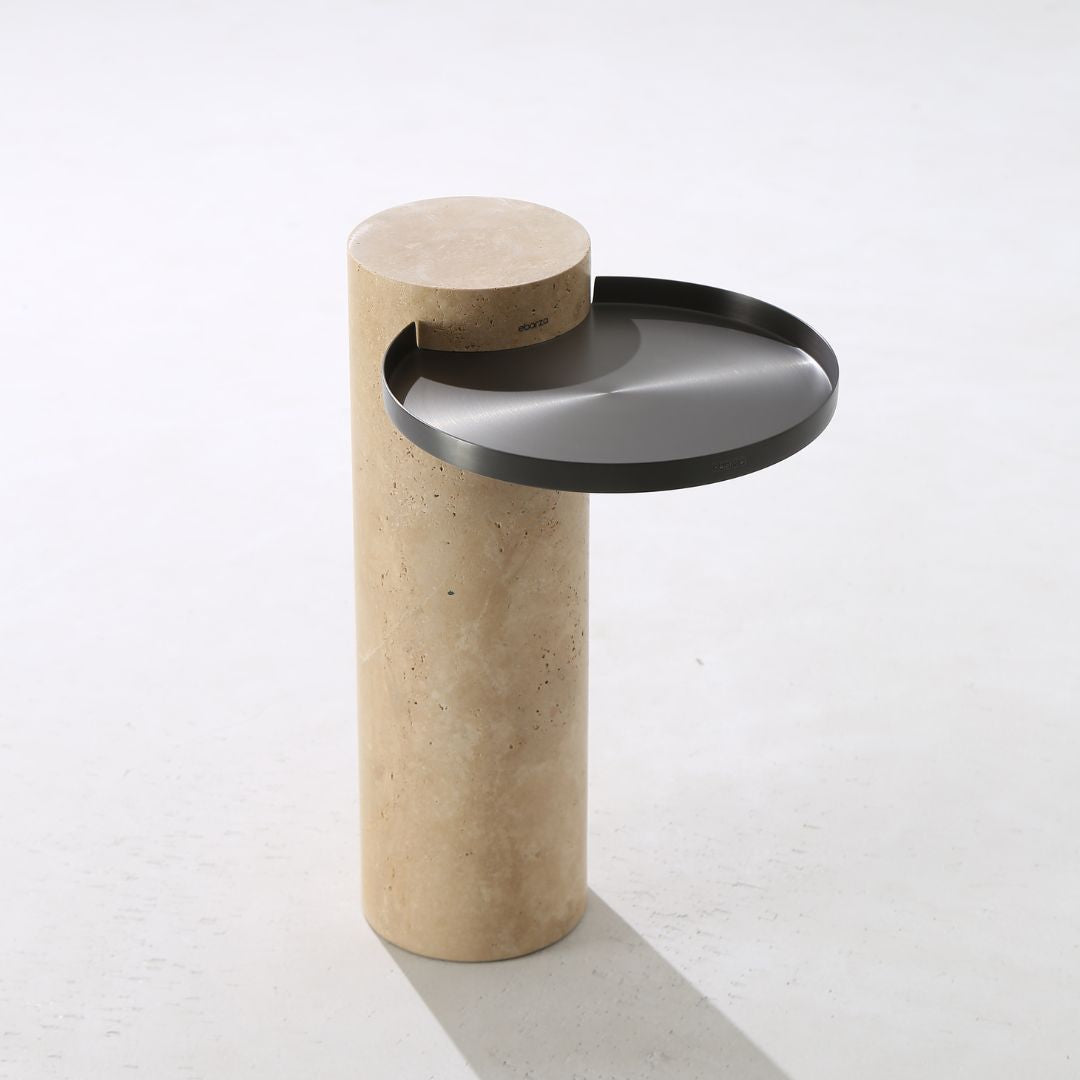 Solid Travatine Side Table ST8699-32-NEW -  Side Tables - ebarza Furniture UAE | Shop Modern Furniture in Abu Dhabi & Dubai - مفروشات ايبازرا في الامارات | تسوق اثاث عصري وديكورات مميزة في دبي وابوظبي