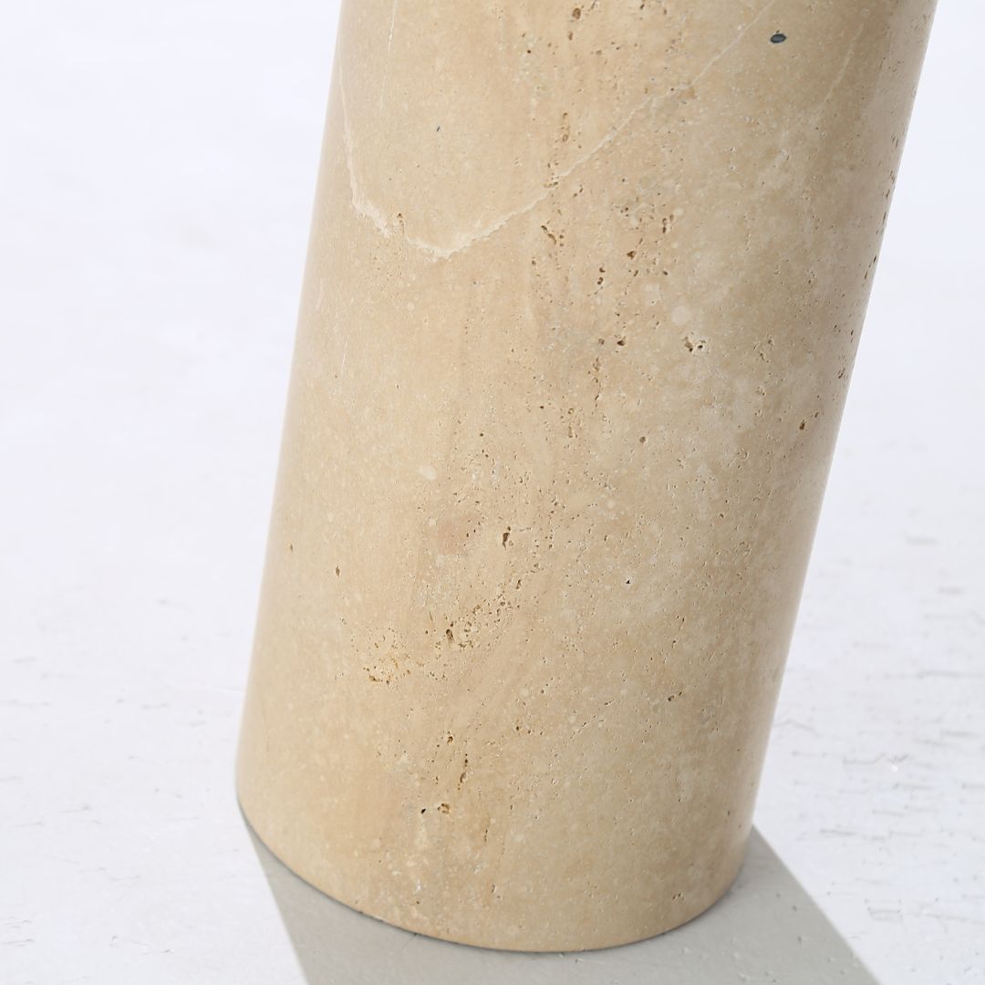 Solid travertine side table by BEACON, model ST8699-32-NEW, with a sleek rectangular design and natural stone finish.