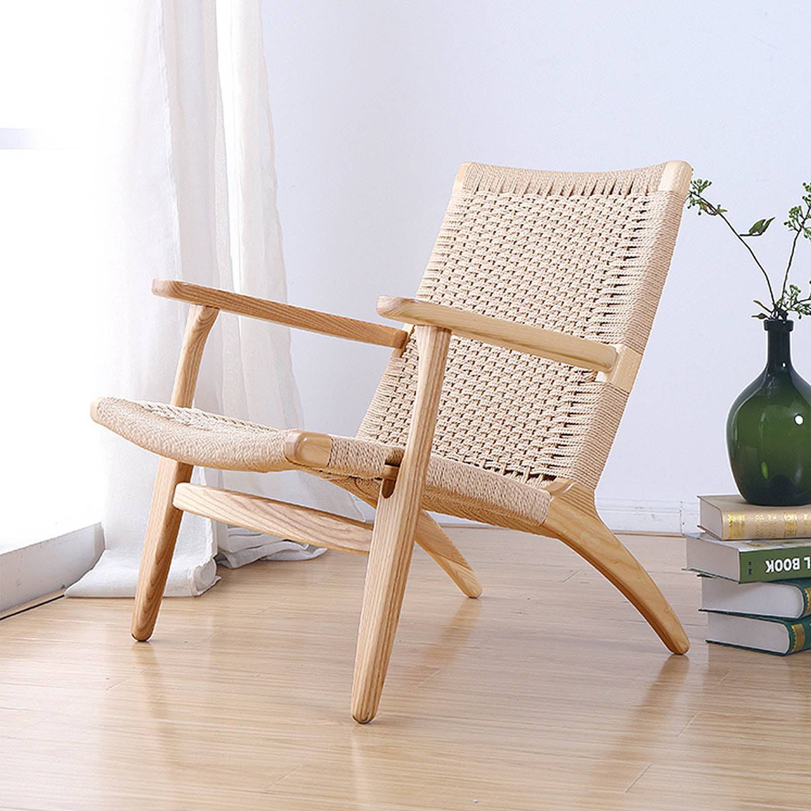 Solid Wood And Cord Lounge Chair Ws-086-N -  Lounge Chairs | كرسي صالة من الخشب الصلب وسلك - ebarza Furniture UAE | Shop Modern Furniture in Abu Dhabi & Dubai - مفروشات ايبازرا في الامارات | تسوق اثاث عصري وديكورات مميزة في دبي وابوظبي