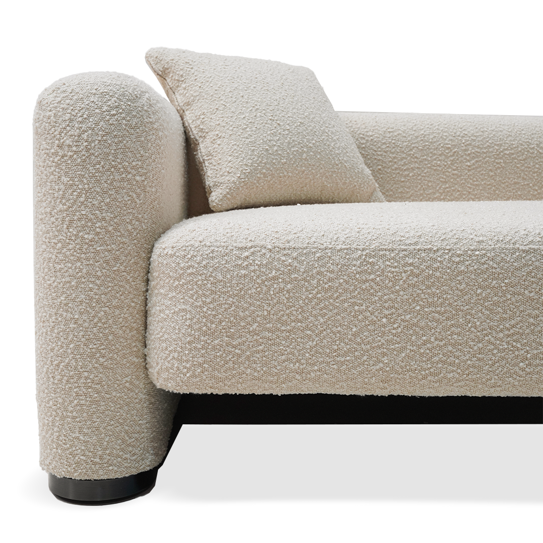 BEACON Soren 3 Seater Sofa in neutral fabric with plush cushions and modern design, ideal for living room comfort.