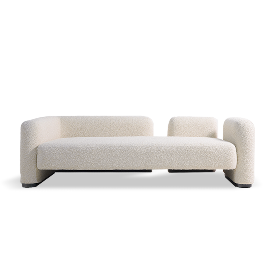 BEACON Soren 3 Seater Sofa in neutral fabric with plush cushions and wooden legs, designed for modern living rooms.