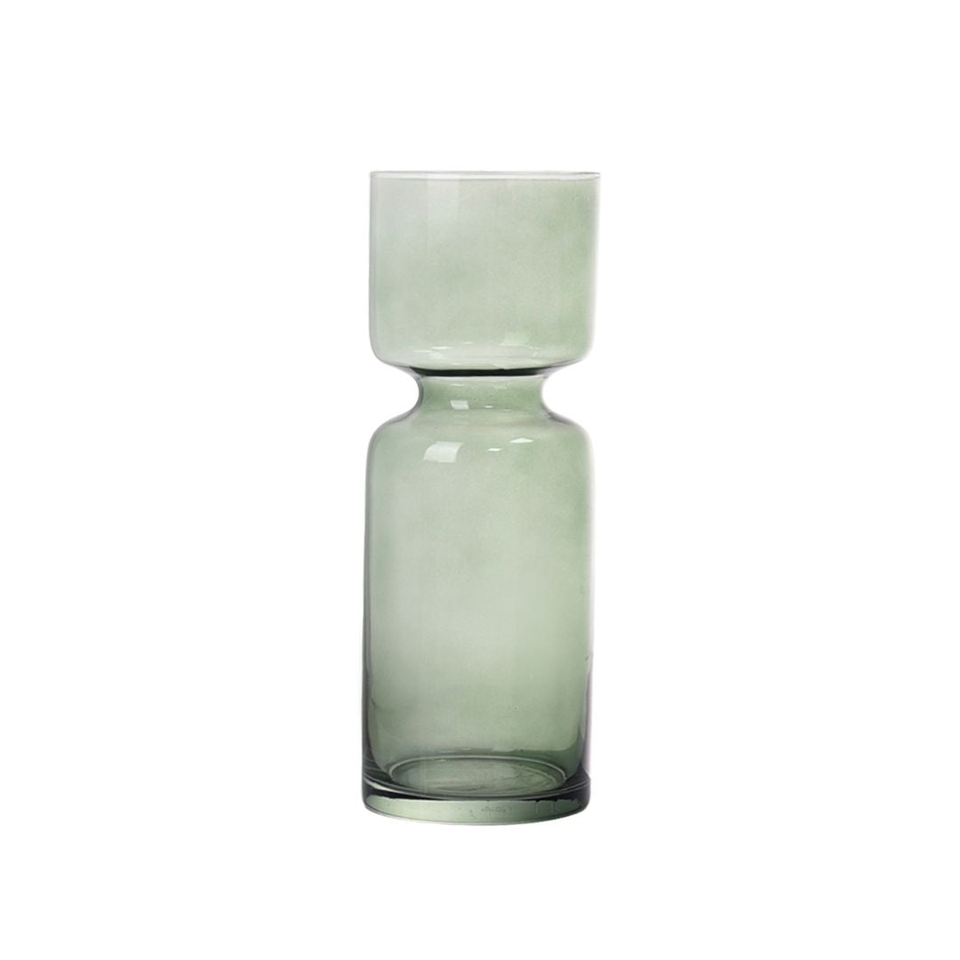 Sprayed green ceramic vase by BEACON, 23F117A, with a smooth, glossy finish and rounded shape, ideal for home decor.