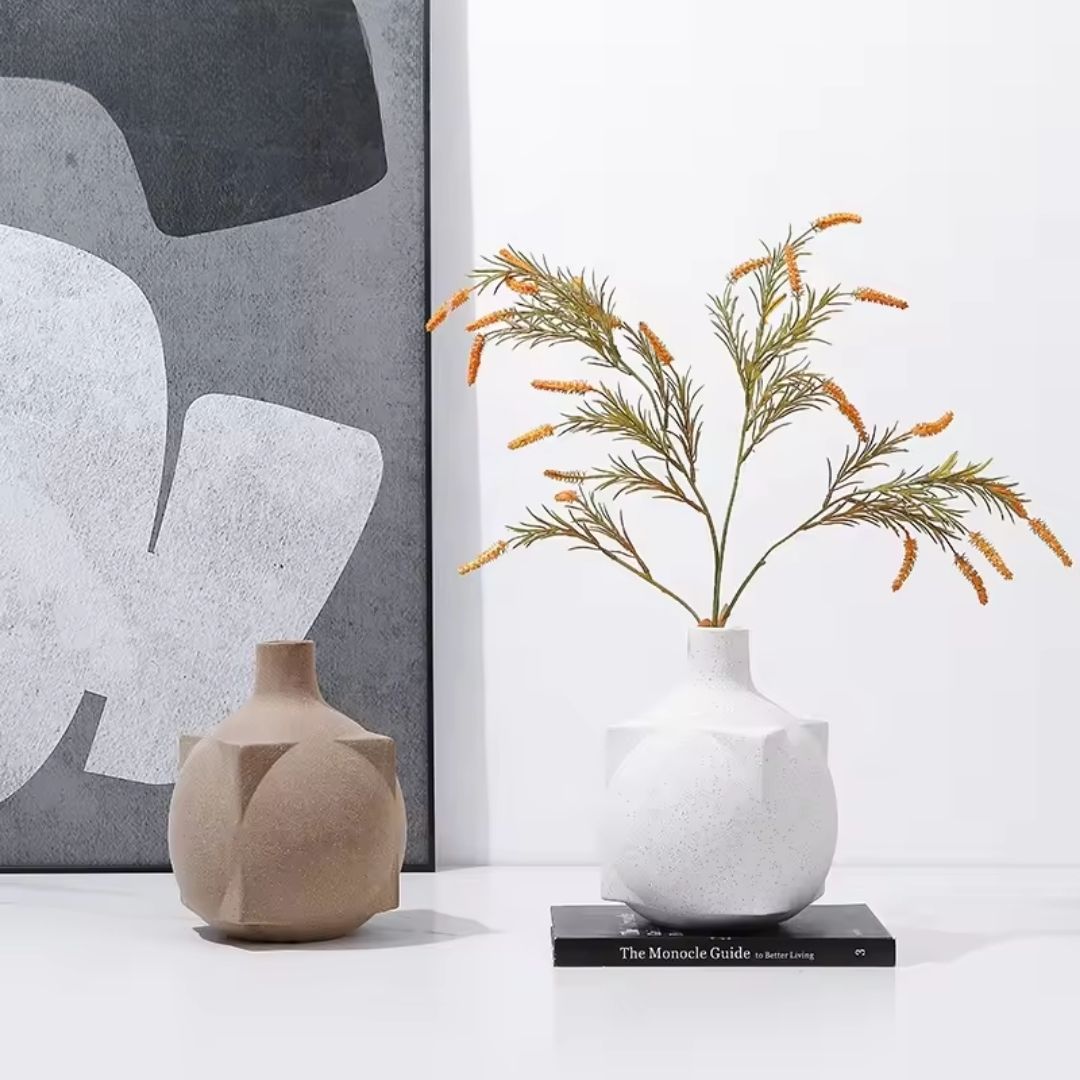 Brown square ball vase by BEACON, featuring a modern geometric design, perfect for home decor or floral arrangements.