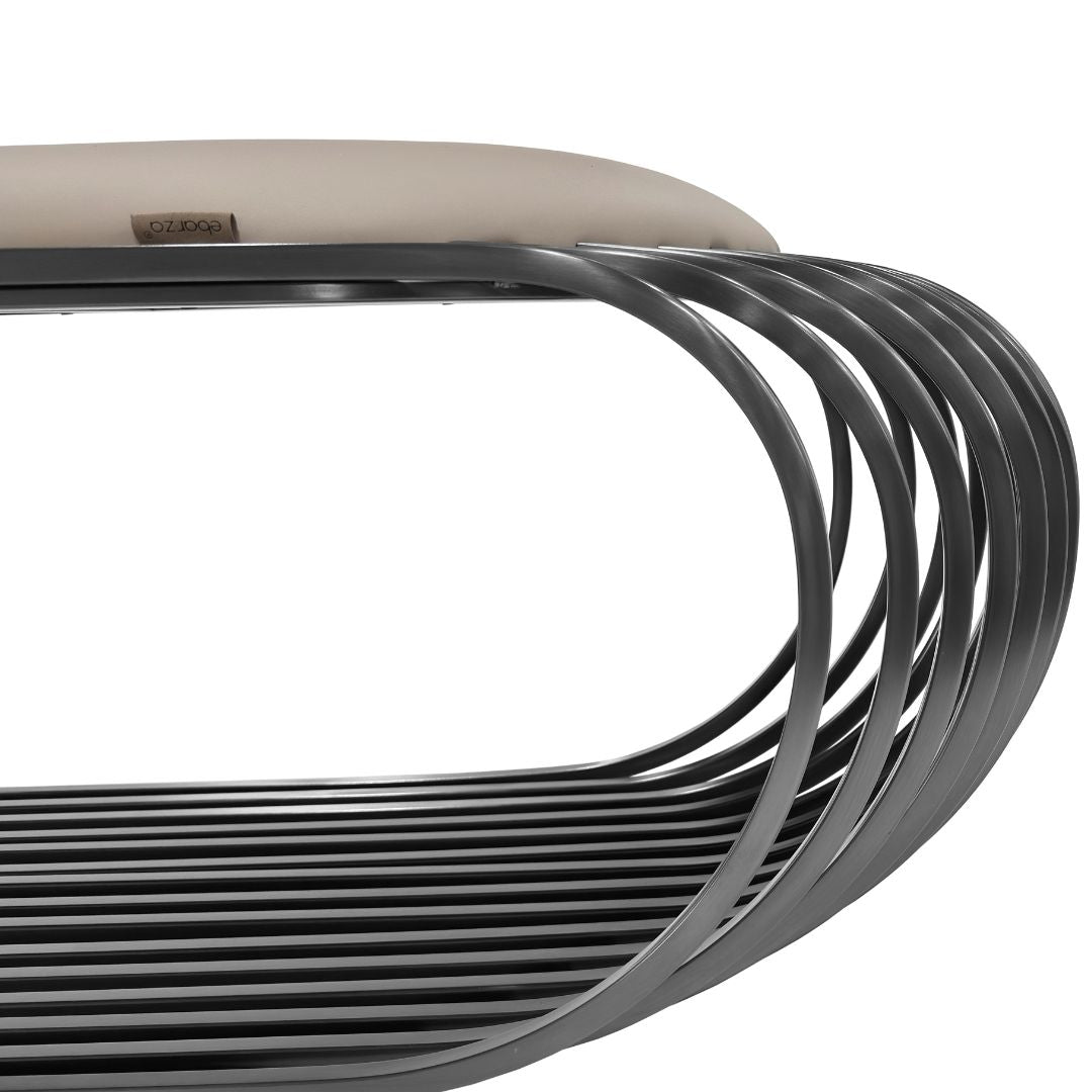 Stainless steel bench cushion measuring 135x40.5cm, designed for BEACON benches, with a plush, durable fabric surface.