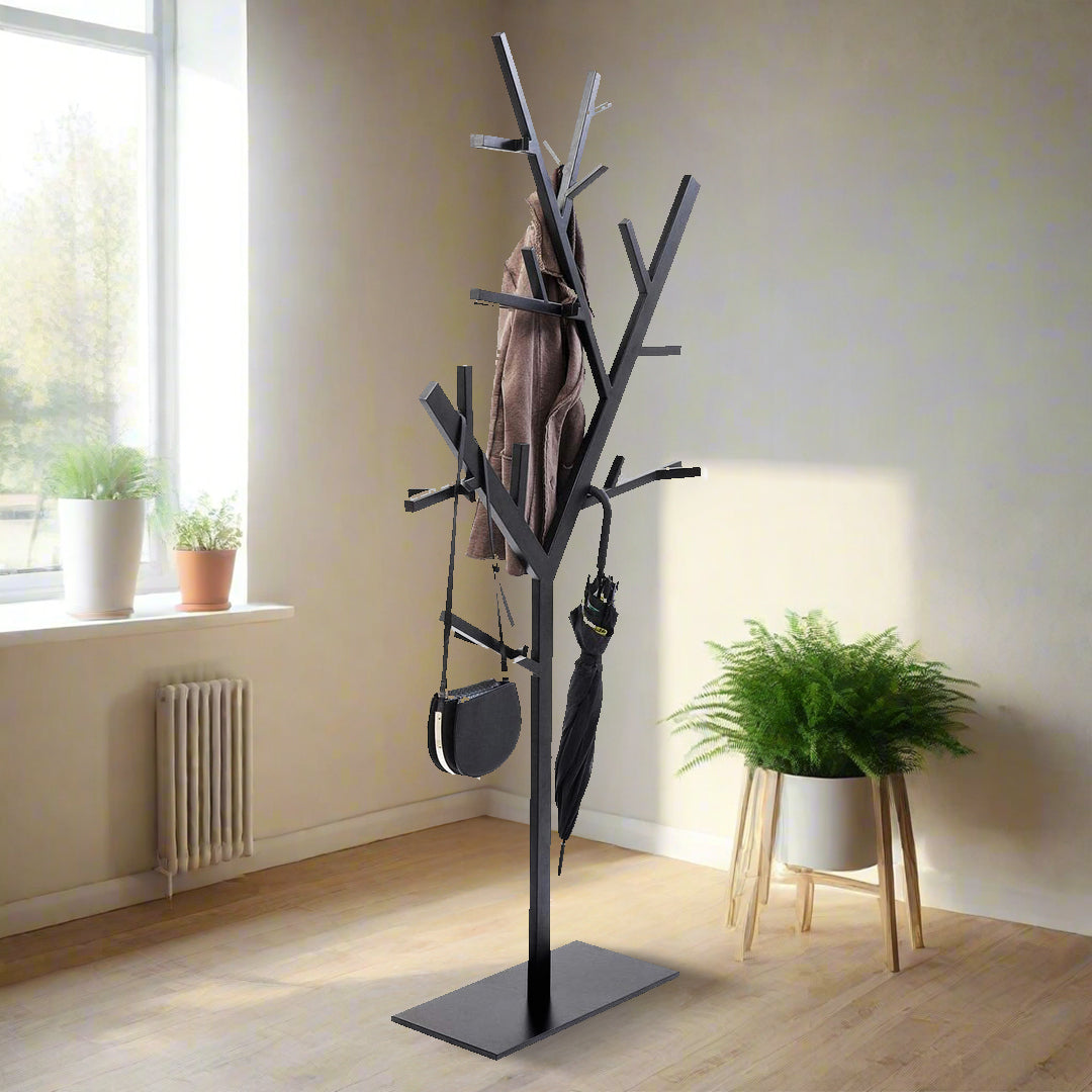 Stainless steel coat rack hanger by BEACON, TSA001 model, with multiple hooks for organizing coats and accessories.