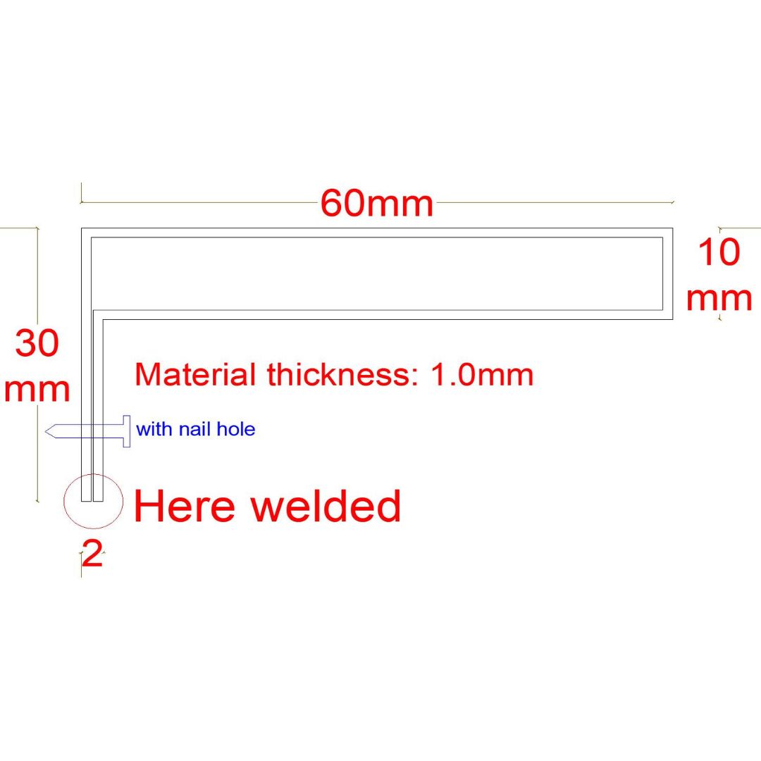 Black stainless steel shelf profile, 6cm wide, designed for wall panels and profiles by BEACON, model JYF0504.
