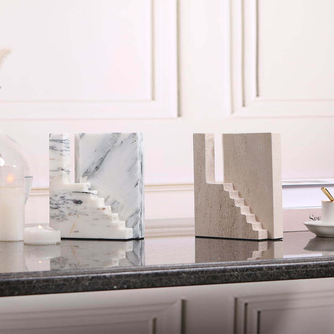 BEACON staircase sculpture KA3044B home decor figurine featuring a detailed, modern design in neutral tones.