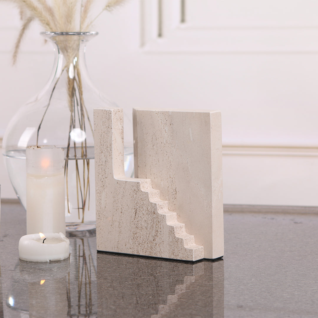 BEACON staircase sculpture KA3044B home decor figurine featuring a detailed, modern design in neutral tones.