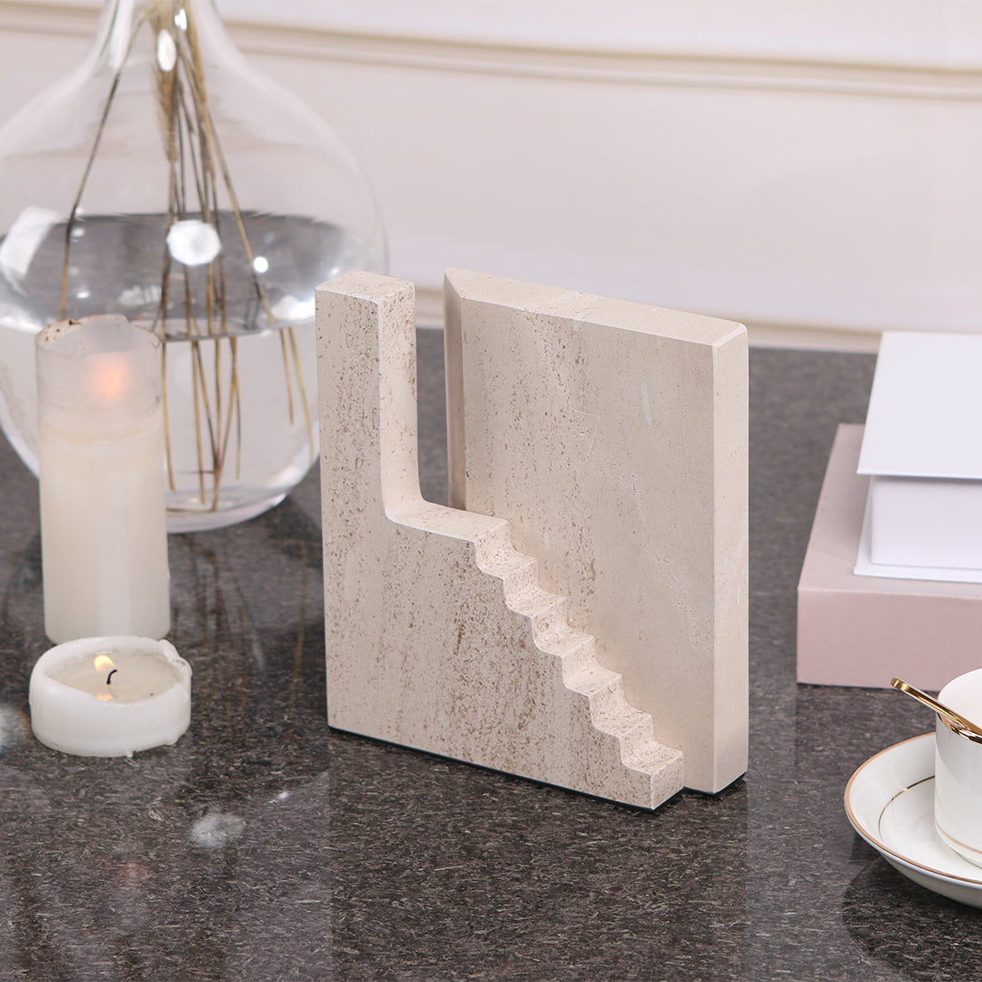 BEACON staircase sculpture KA3044B home decor figurine featuring a detailed, modern staircase design in neutral tones.