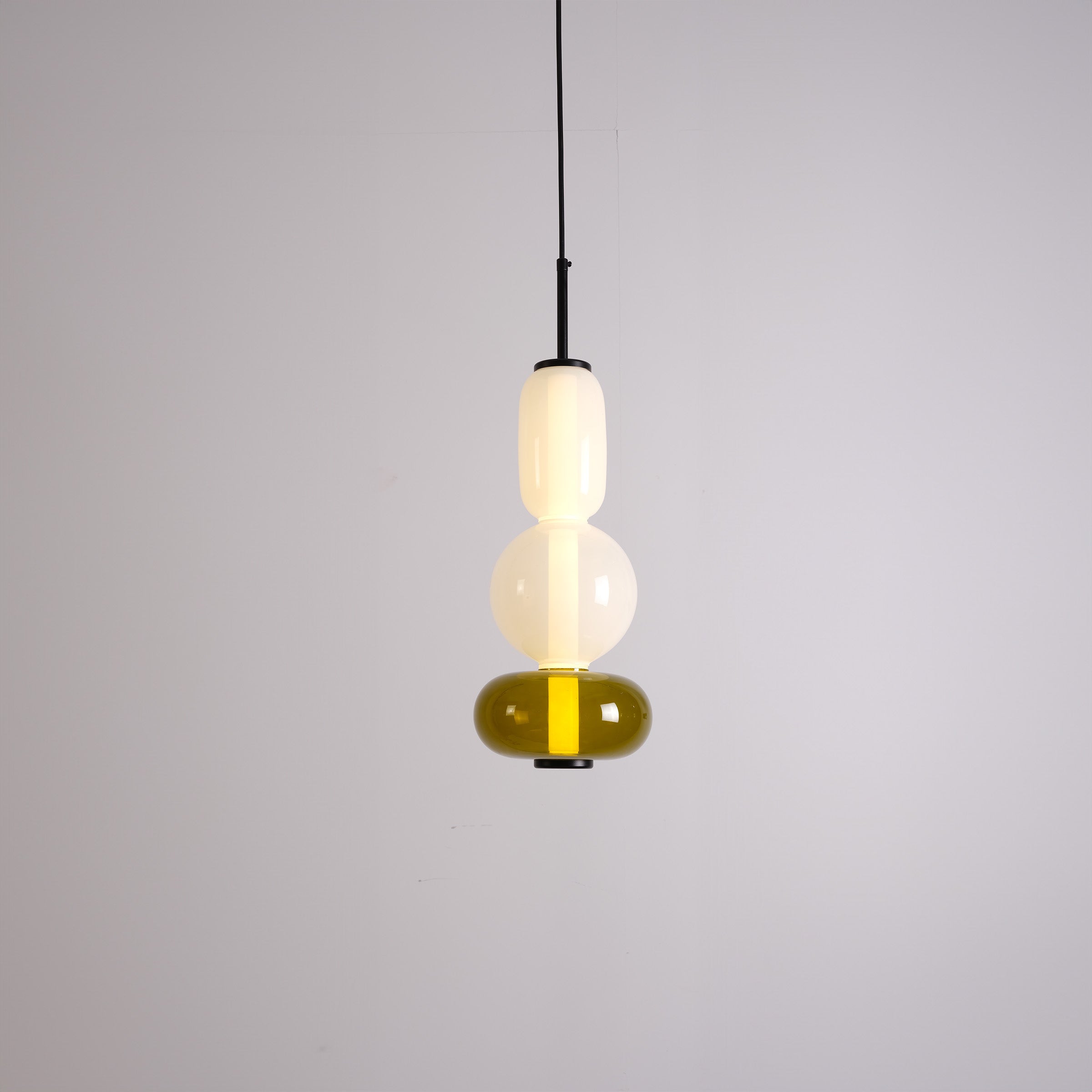 BEACON Stellar Strands Pendant Lamp with three glass shades, modern pendant lighting fixture for stylish home decor.