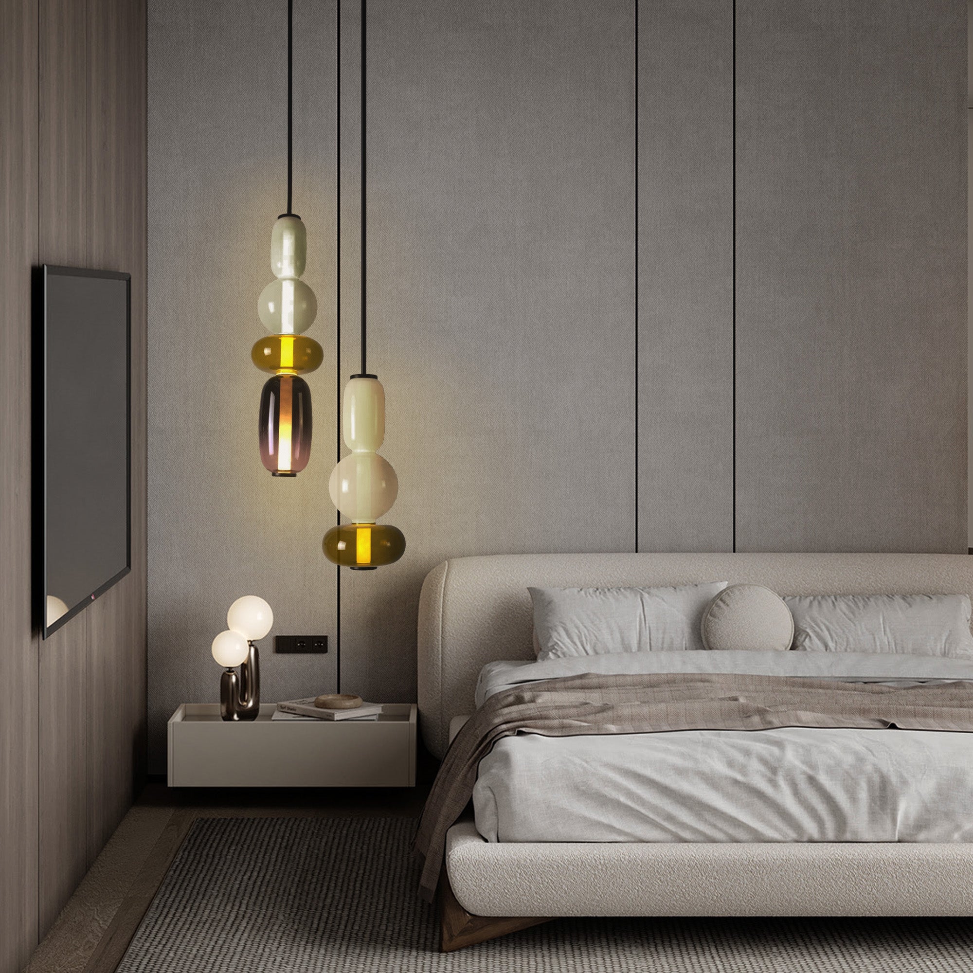 BEACON Stellar Strands Pendant Lamp with 3 glass shades, modern pendant lighting fixture for stylish interior illumination