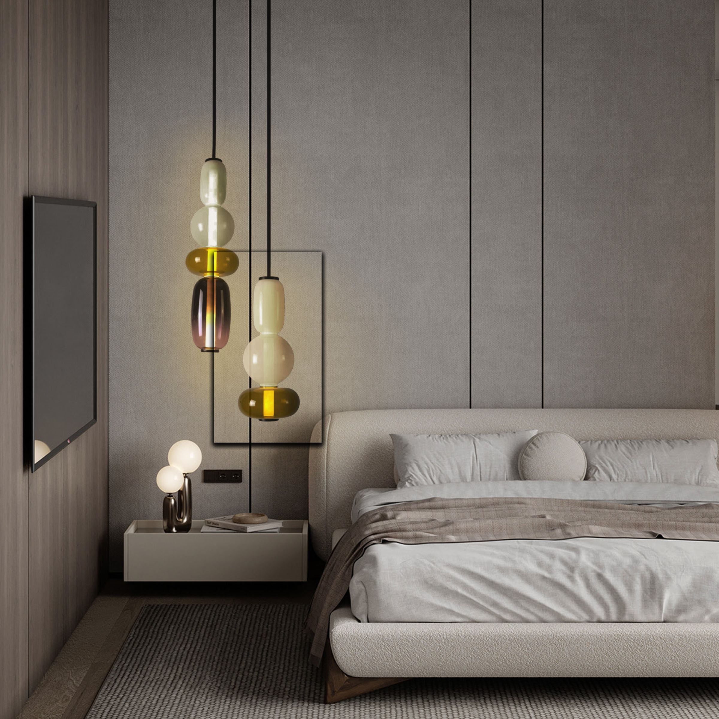BEACON Stellar Strands pendant lamp with three glass shades, modern design, suitable for contemporary interior lighting.