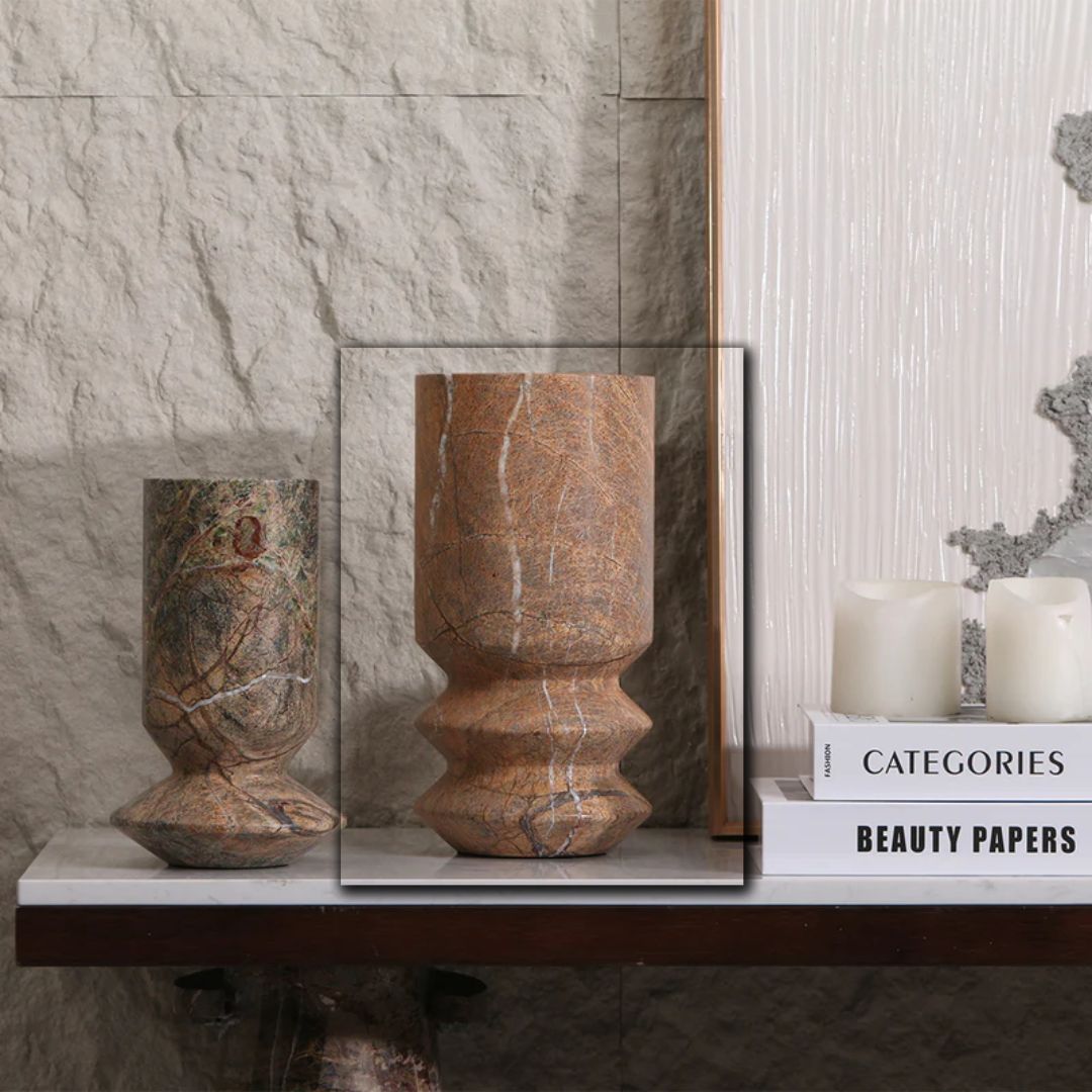 Large stone vase from BEACON with a smooth, natural finish, perfect for decorative or floral arrangements.