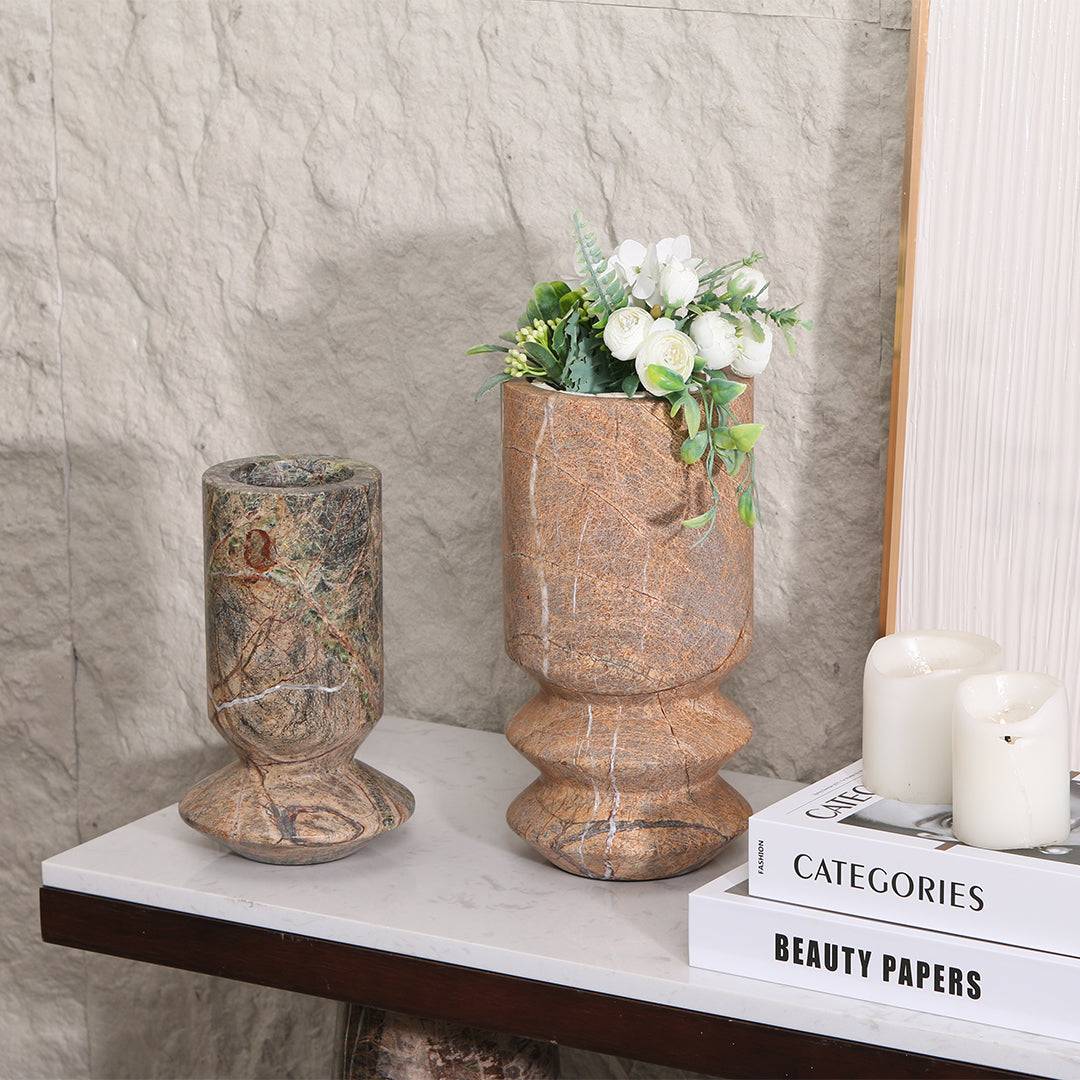 Stone vase from BEACON, model KB3017AS, featuring a smooth, natural stone finish ideal for decorative displays.