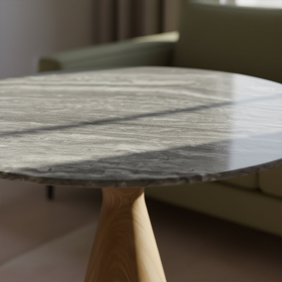 Gray Stratum Lounge Dining Table by BEACON, modern rectangular wood table with sleek design for dining spaces.
