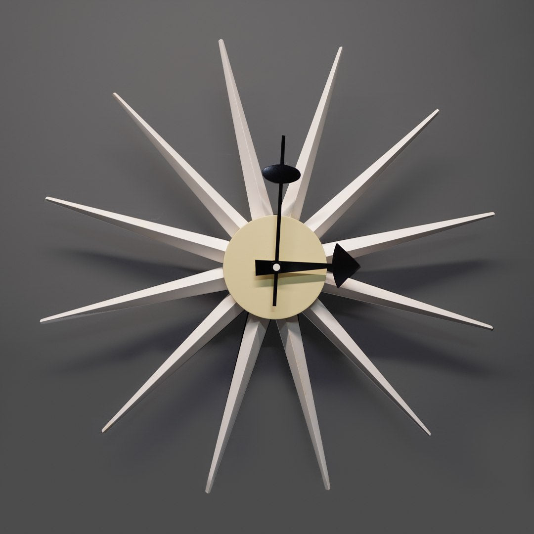 Sun Wall Clock Cw08-White -  Clocks - ebarza Furniture UAE | Shop Modern Furniture in Abu Dhabi & Dubai - مفروشات ايبازرا في الامارات | تسوق اثاث عصري وديكورات مميزة في دبي وابوظبي