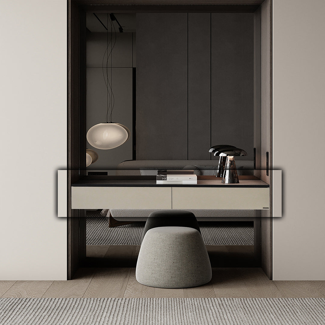 Beige BEACON suspended modular wall unit and TV dresser, 160cm, modern storage and TV stand design.