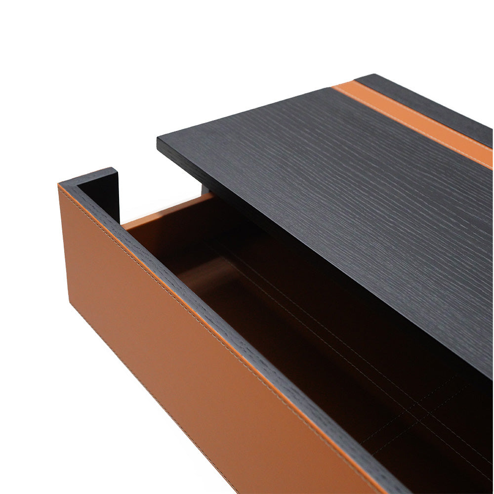 Orange suspended modular wall unit and TV dresser, 160cm, modern storage TV unit by BEACON, wall-mounted design.