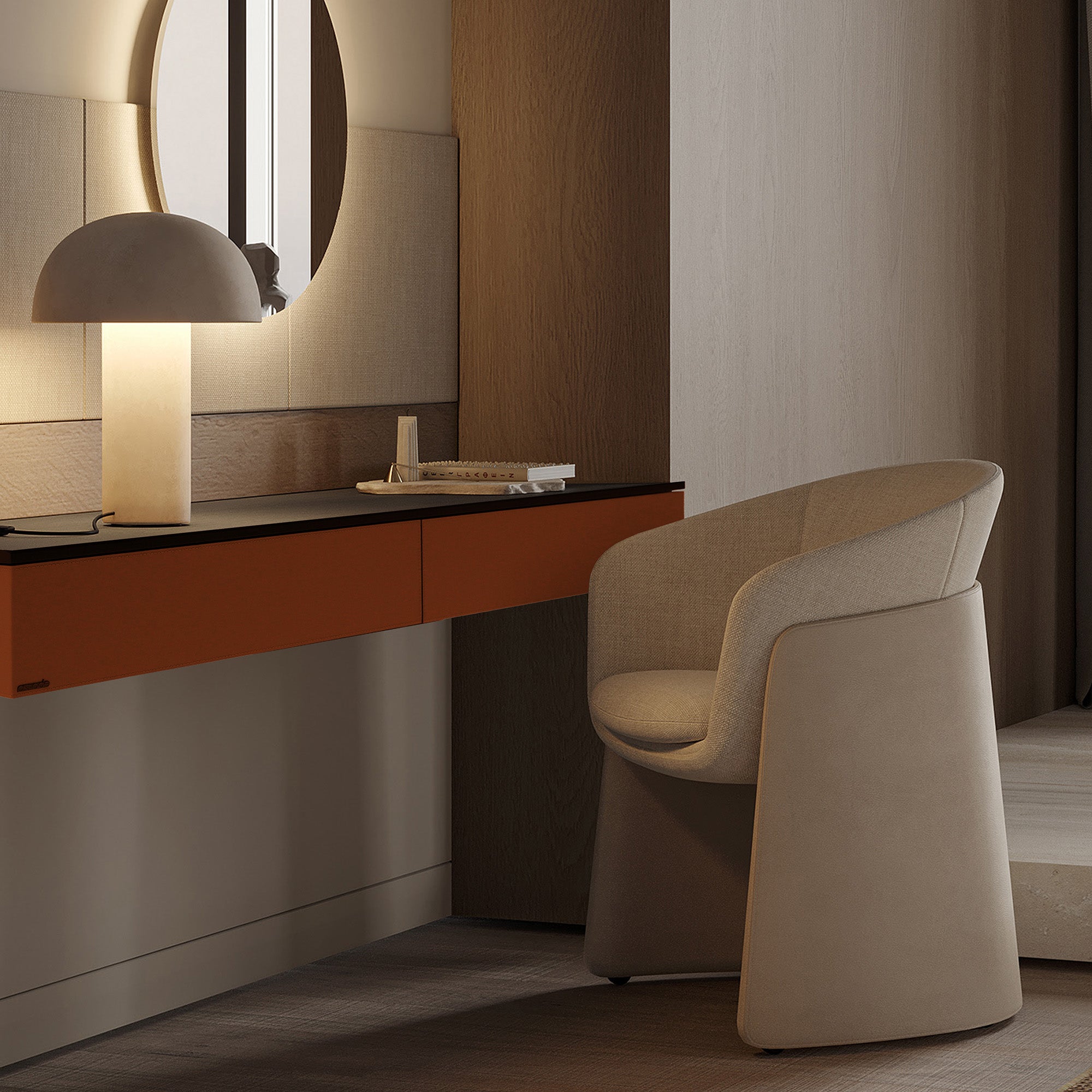 Orange BEACON suspended modular wall unit and TV dresser, 160cm, modern storage and entertainment console.