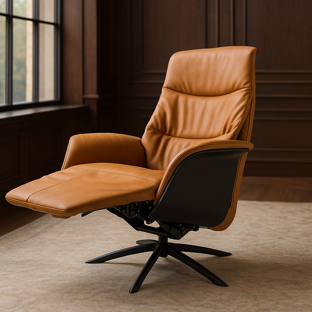 Swivel and Recliner Lounge Chair With Black Legs SL-HJ3462 -  Lounge Chairs - ebarza Furniture UAE | Shop Modern Furniture in Abu Dhabi & Dubai - مفروشات ايبازرا في الامارات | تسوق اثاث عصري وديكورات مميزة في دبي وابوظبي