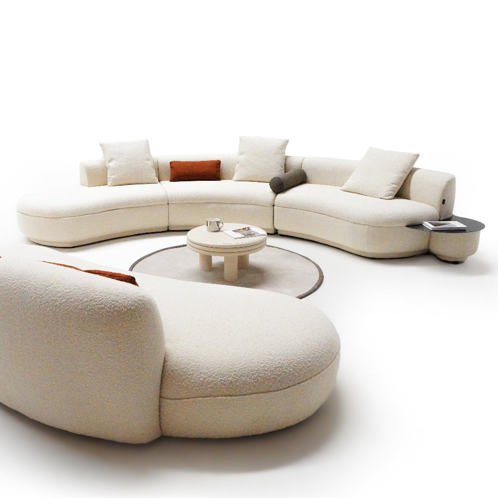 BEACON Teddy Curved 2-Seater Sofa Module SF061-B with plush teddy fabric and modern curved design, perfect for stylish living rooms.