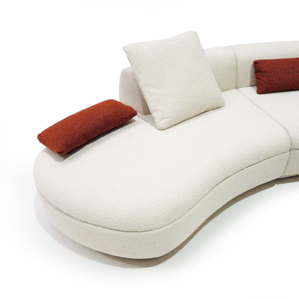 BEACON Teddy Curved 2-Seater Sofa Module SF061-B with plush teddy fabric and curved design, ideal for modern living rooms.